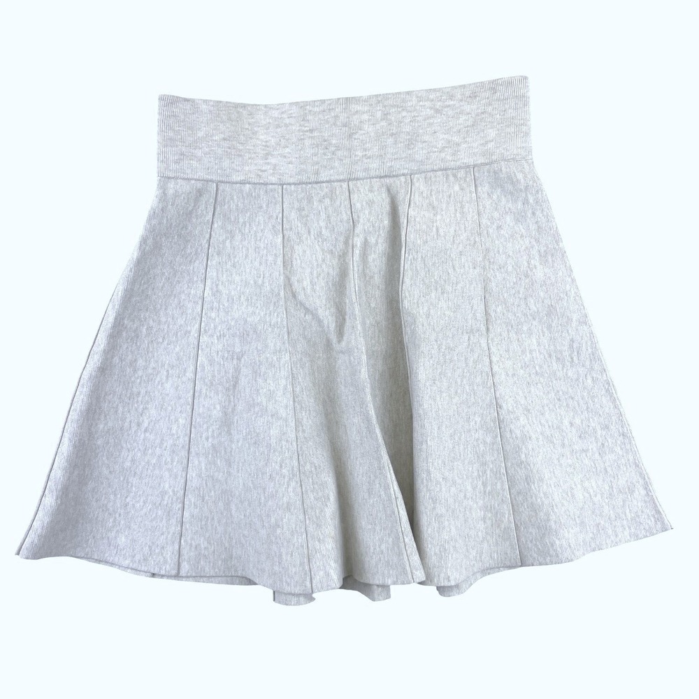 Club Monaco Pleated Knit Skater Mini Skirt Womens XS Heather Gray Preppy